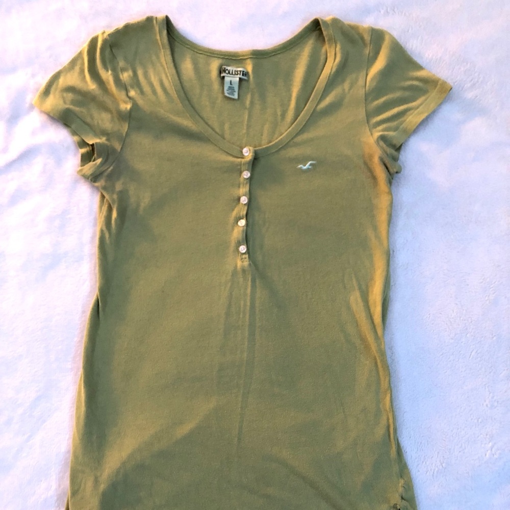 Hollister Light Green Button Up Top